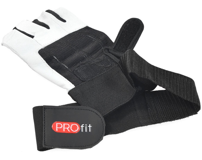 Перчатки без пальцев PROfit, белый/черный, L