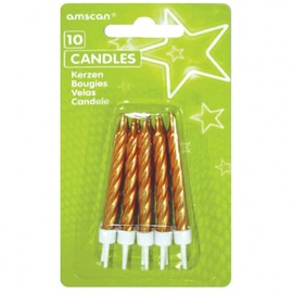 Свеча на день рождения Amscan Candles With Holders, синий/белый/красный/зеленый, 10 шт.