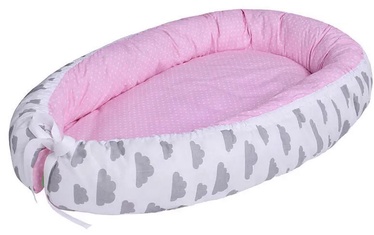 Lulando Multifunctional Baby Nest Pink With Dots/White With Grey Clouds