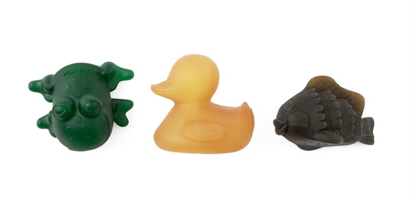 Mänguloom Hevea Pond bath toys, must/kollane/roheline, 3 tk