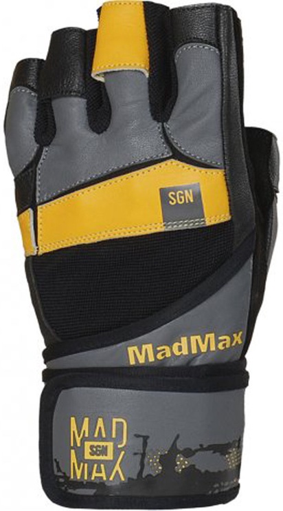 Перчатки без пальцев Mad Max, черный/желтый/серый, S