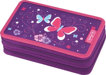 Herlitz Double Pencil Case 23Pcs Purple Butterfly