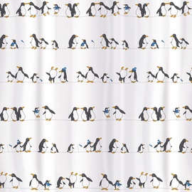 Штора для ванной Tatkraft Penguins, белый/черный, 1800 мм x 1800 мм