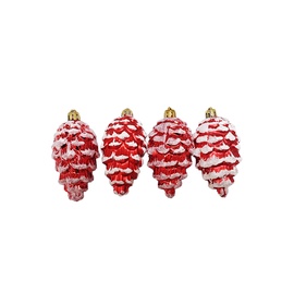 Ziemassvētku eglītes rotaļlieta N3/L14304ABS Cones Red, 4 gab.