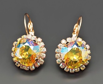 Diamond Sky Earrings Glare III Light Topaz Shimmer With Swarovski Crystals