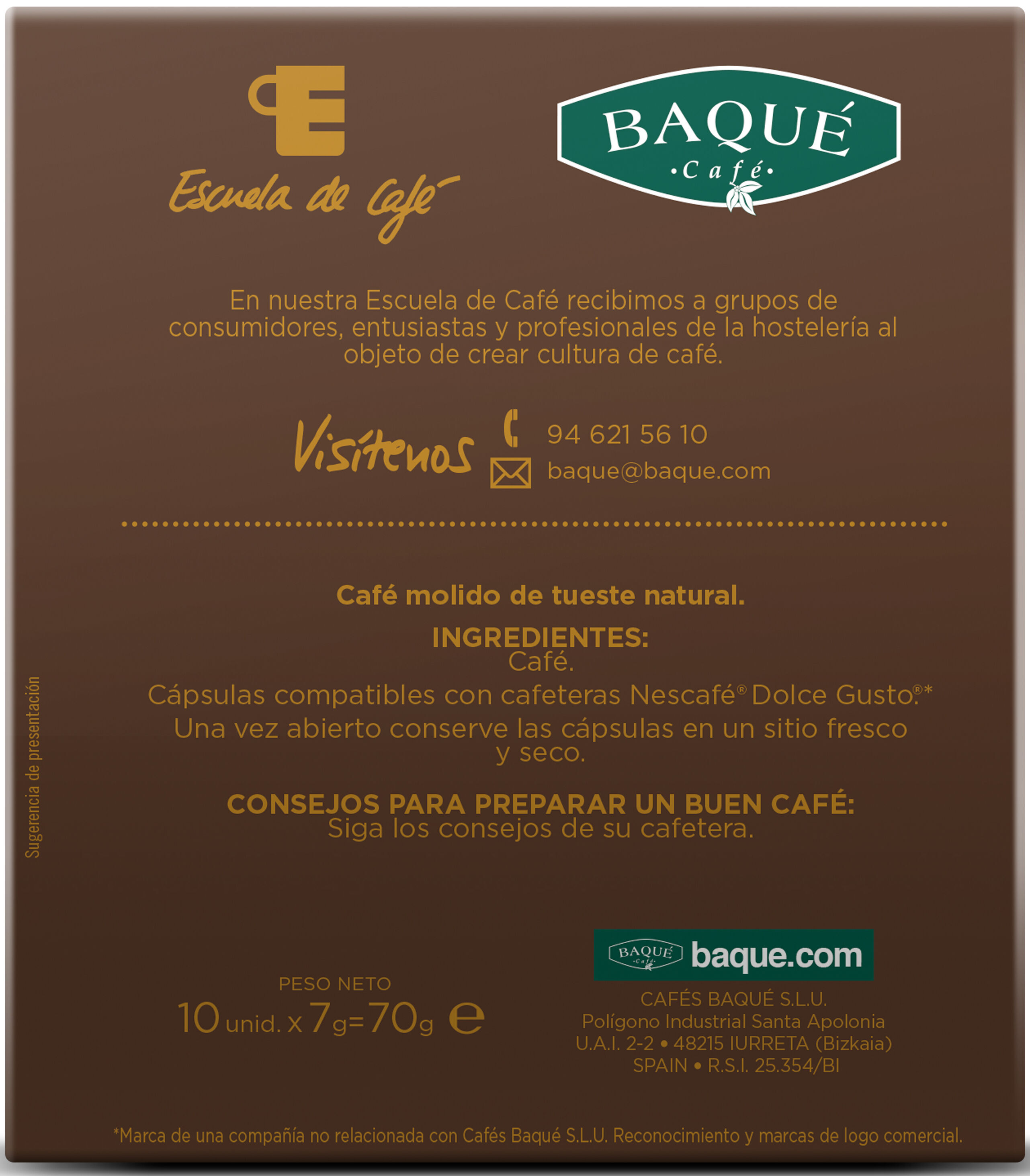 Kavos kapsulės Cafe Baque, 0.07 kg, 10 vnt. - Senukai.lt