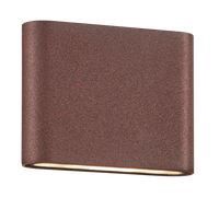 Trio Thames II rūdžių atspalvio sieninis šviestuvas 11cm ilgio, IP54, 2x 2,5W, 2x 260lm, 3000K