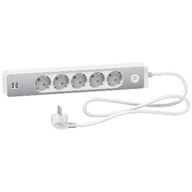 Pikendusjuhe 5p+ 2usb 2.4 a 1.5m valge