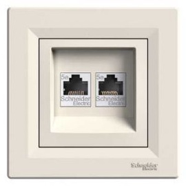 Kontaktdakšiņu savienotājs Schneider Electric Asfora 2xRJ45 EPH4400123 Beige