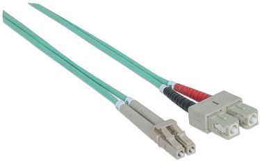 Intellinet Fiber Optic Patch Cable LC-SC Duplex OM3 Green 15m
