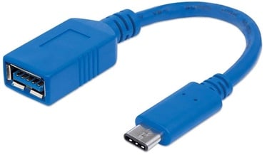 Adapter Manhattan USB-C to USB-A, sinine, 0.15 m