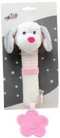 Axiom New Baby Plush Toy With Sound And Teether Dog White 17cm