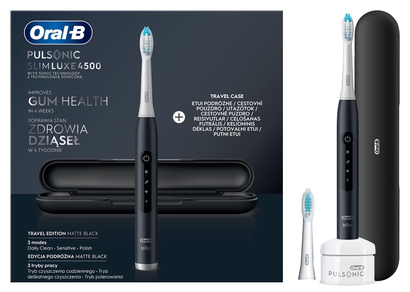 Elektriskā zobu birste Oral-B Pulsonic Slim Luxe 4500 Matte Black, melna