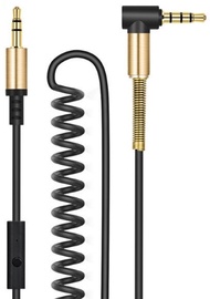 Hoco UPA02M Premium Spring Aux Jack 3.5mm To 3.5mm With Mic 24K 2m Black