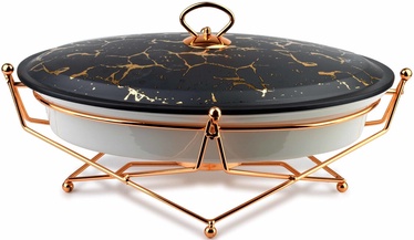 Mondex Elegant Kitchen Dish With Heater Oval Black Marble 2.6l