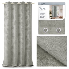 Nakts aizkari AmeliaHome Velvet Peacock, sudraba, 135 cm x 250 cm