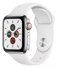Apple Watch Series 5 40mm GPS Silver Stainless Steel Case with White Band Cellular