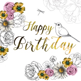 Clear Creations Mustard & Pink Birthday Card CL1403
