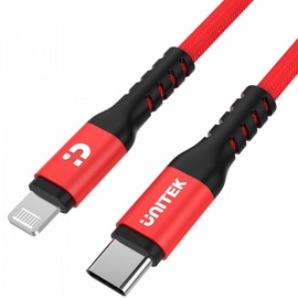 Unitek Lightnin Cable For iOS Devices USB-C To Lightning 1m Red
