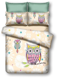 Gultas veļas komplekts DecoKing Owls, daudzkrāsains, 155x220/80x80 cm
