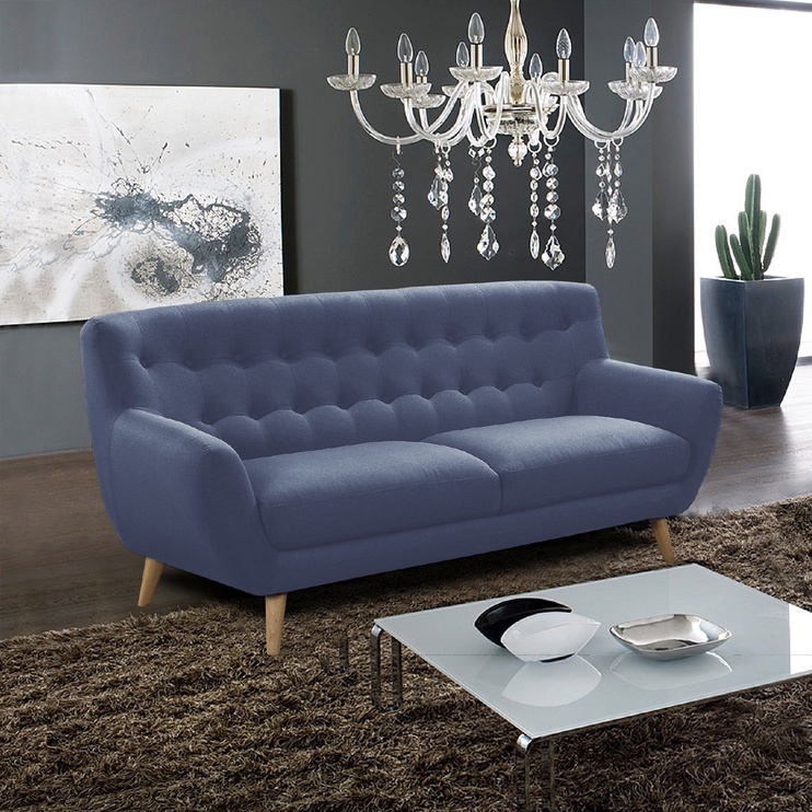 Dīvāns Home4you Rihanna 3, zila, 185 x 84 cm x 87 cm