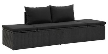 Lamamistool VLX Poly Rattan, must, 195 cm x 60 cm x 60 cm
