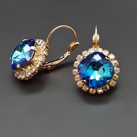 Diamond Sky Earrings Glare III Bermuda Blue With Swarovski Crystals