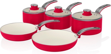 Swan Retro 5 Piece Pan Set SWPS5020RN Red