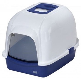 Кошачий туалет Europet Bernina Medio, синий/белый, закрытый, 560 x 430 x 400 мм