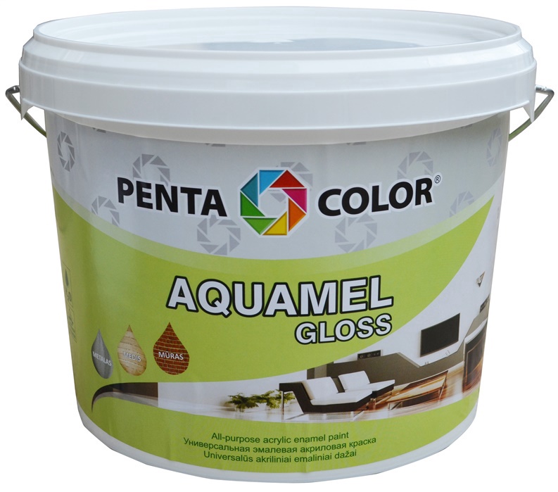 Emailvärv Pentacolor Aquamel, läikiv, 3 kg, valge