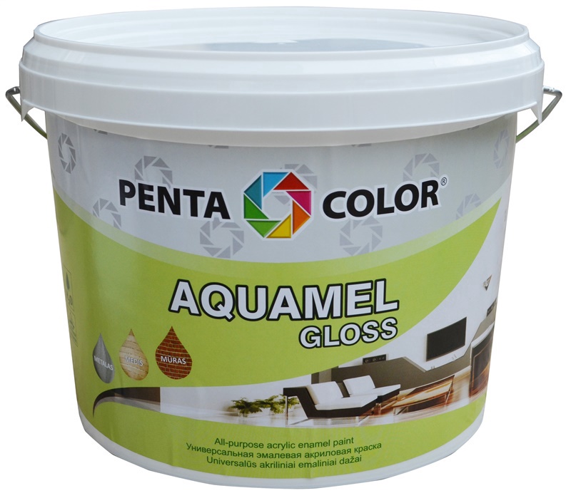 Emailvärv, universaalsed Pentacolor Aquamel, läikiv, 3 kg, valge