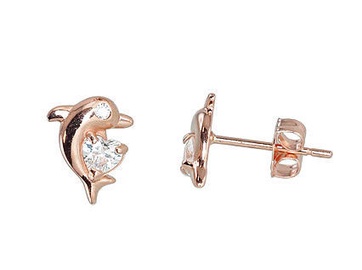 Diamond Sky Gold Earrings Dolphin Love VI