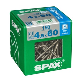 Puidukruvi Spax T20, 4.5 x 60 mm, valge, 150 tk
