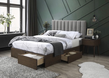 Кровать 160, 160 x 200 cm, серый/ореховый, с решеткой