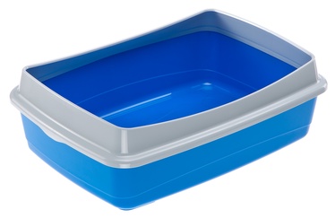 Кошачий туалет Ferplast Nip Plus 20, синий/белый, oткрытый, 550 x 400 x 175 мм