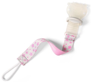 BabyOno Dummy Ribbon With Clip Pink