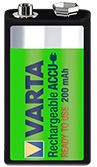 Аккумуляторные батарейки Varta, 9 V, 200 мАч, 1 шт.
