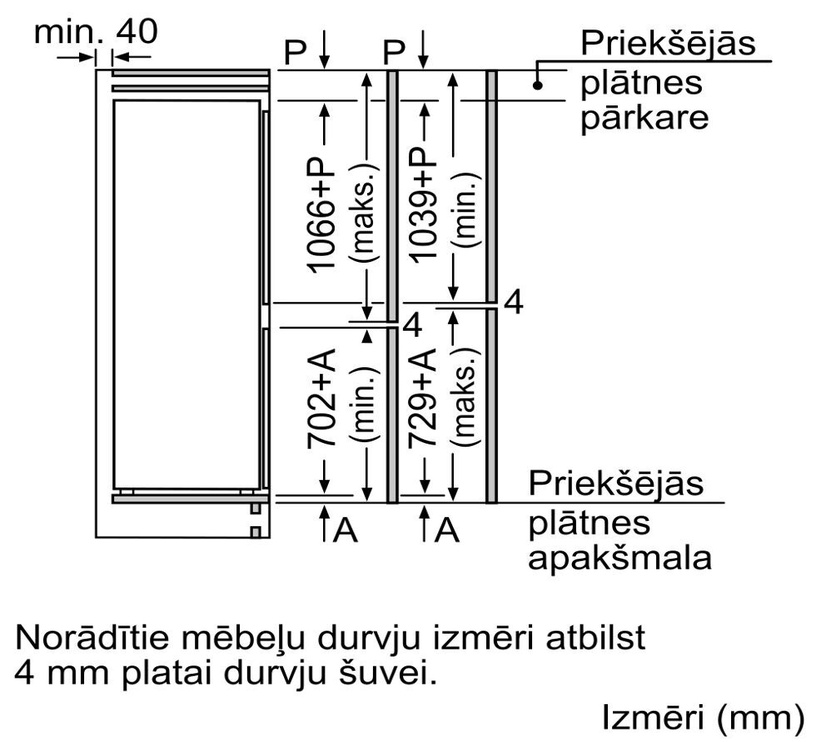 Iebūvējams ledusskapis Bosch KIV86VFE1, saldētava apakšā