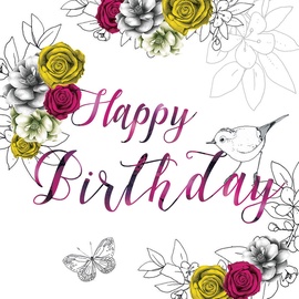 Clear Creations Pink & Yellow Roses Birthday Card CL1401