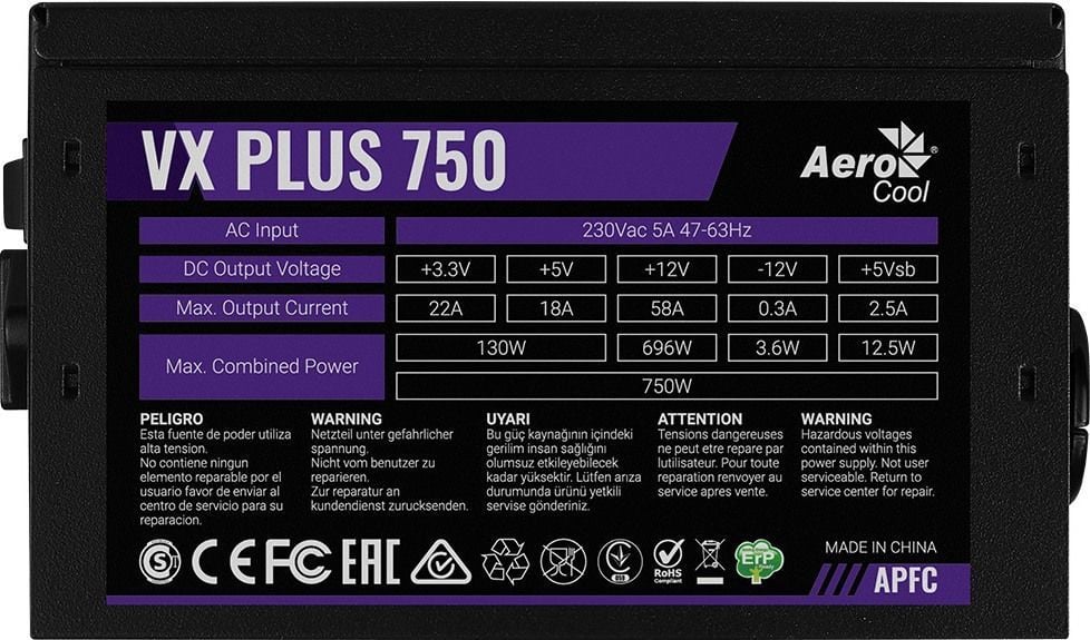 Maitinimo Blokas Psu Aerocool Vx 750 Plus Psu 750w 1a Lt