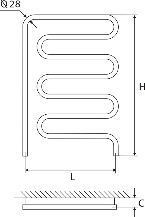Водный полотенцесушитель Elonika, нержавеющей стали, 500 мм x 860 мм