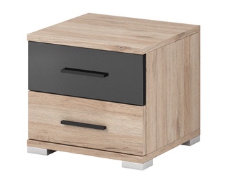 Idzczak Meble LBari 22 Night Stand San Remo Oak/Black Gloss