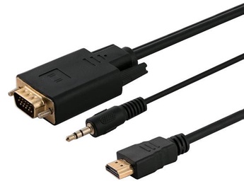 Провод Savio HDMI - D-Sub (VGA) + Jack 3.5mm HDMI, VGA / 3.5 mm, 1.8 м, черный