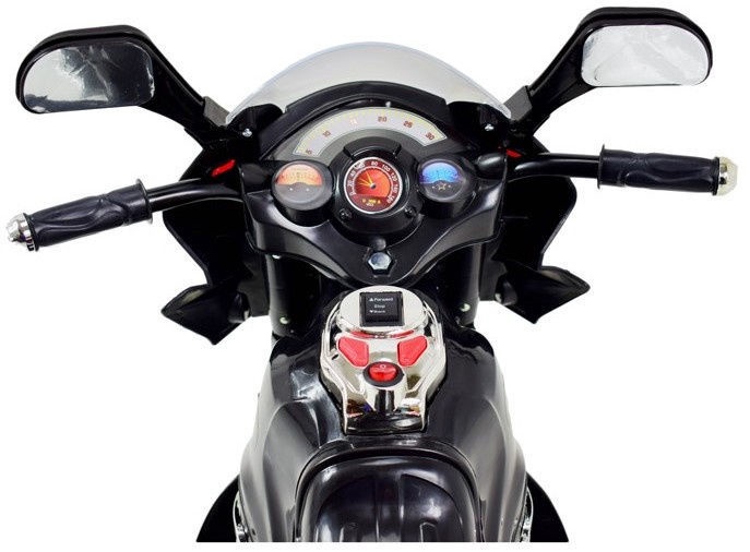 Bērnu elektromobilis - motocikls Strong, melna/sarkana