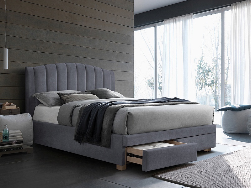 Кровать Velvet, 160 x 200 cm, серый, с решеткой