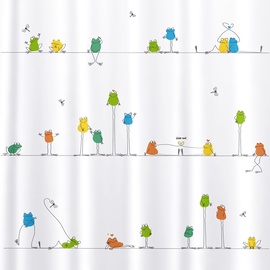 Штора для ванной Tatkraft Funny Frogs, многоцветный, 1800 мм x 1800 мм