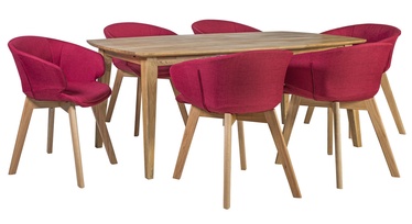 Home4you Retro/Harding Dining Set Red/Oak