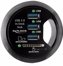 Delock In-Desk Hub 3 Port USB 3.0 + 2 Slot SD Card Reader