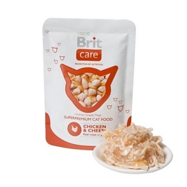 Konservi kaķiem Brit Care Cat Chicken & Cheese Pouch 0,08kg