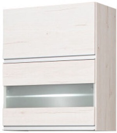 Bodzio Monia Upper Divided Cabinet With Glass 60 Pearl Soma Oak